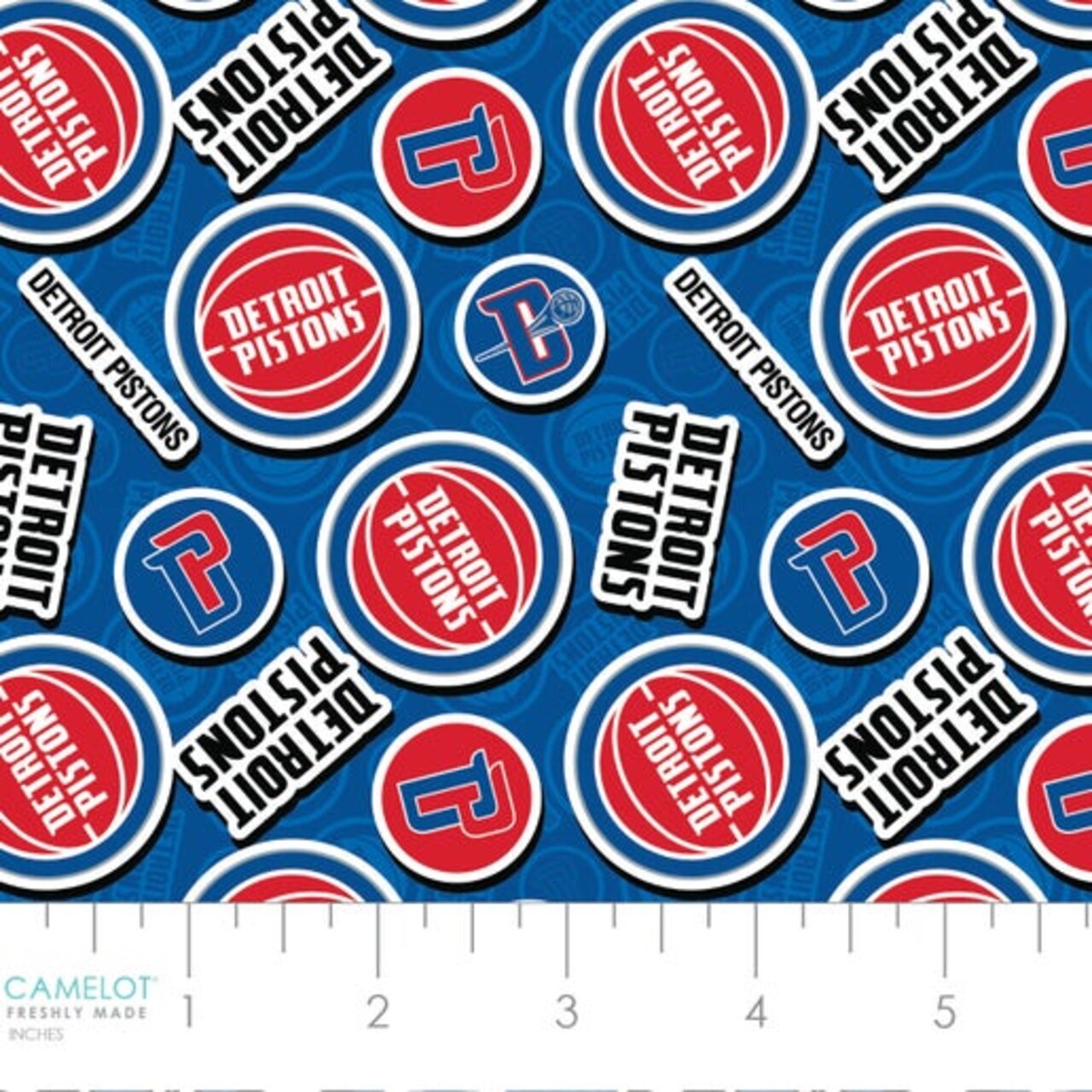 NBA Licensed Detroit Pistons Toss Blue Cotton Fabric by the Yard